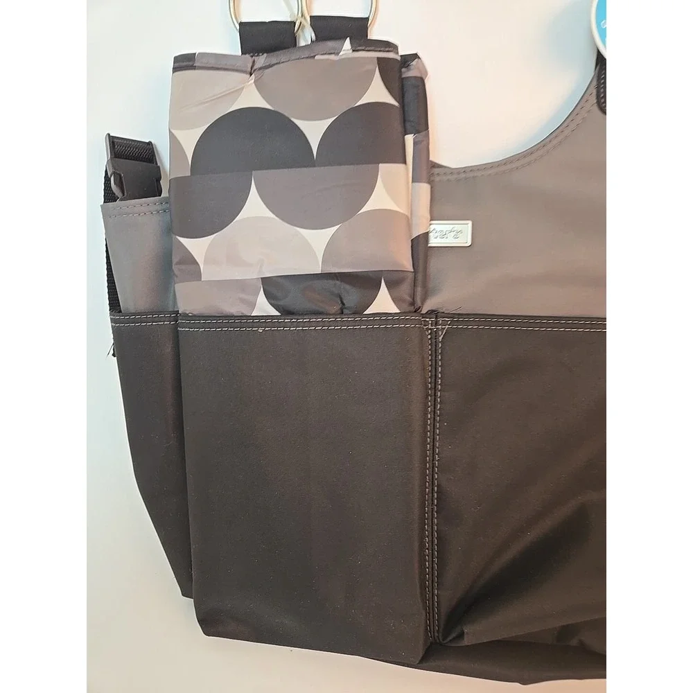 Carters 9 Pocket Diaper Bag Baby Black w/ Stroller Clips 15x11x5‎ Waterproof New